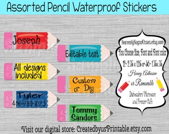 School supply pencil labels Dishwasher safe and Waterproof name stickers Kid's Labels School labels personalized name labels pencil stickers