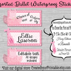 Waterproof Name Label, Ballet Label, Kids Name Sticker, School Labels,  Ballet Stickers, Kids Labels, Ballerina Name Labels, Camp Labels 