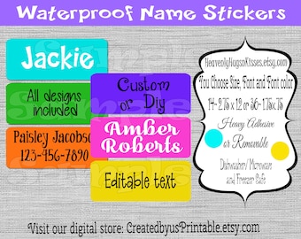 Kid's name Labels Waterproof name stickers School supply labels Dishwasher safe School label personalized name labels Daycare bottle sticker