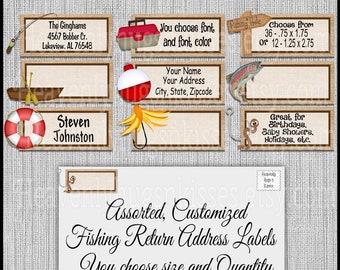 Personalized address labels Gone Fishing Party Address Labels return address labels fishing stickers fish envelope Seals address Stickers