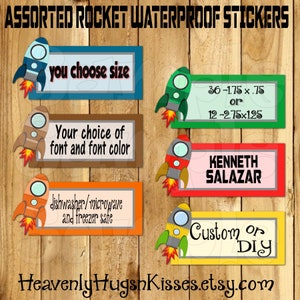 Dishwasher safe and Waterproof Kid&#39;s Labels name sticker Space Rocket School labels Rocket Daycare Sticker name tags This belongs to sticker