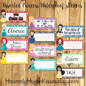 Princess Dishwasher safe and Waterproof Kid&#39;s Labels name stickers Princess Daycare Stickers School labels Name tags This belongs to sticker