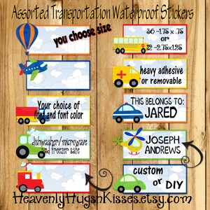 Transportation Dishwasher safe and Waterproof Kid's Labels School labels Name stickers Daycare labels personalized sippy cup label sticker