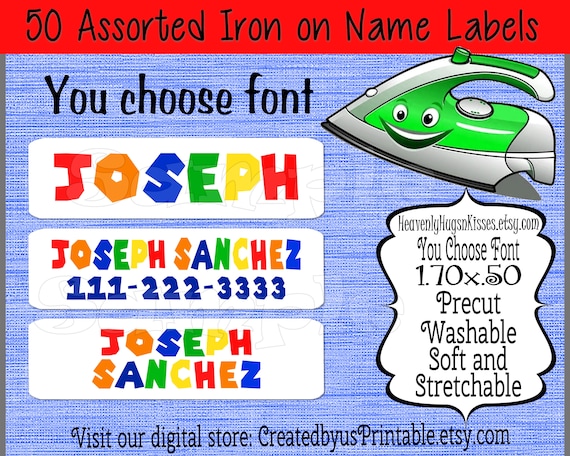 50 Custom Iron on Labels Iron on Clothing Labels Daycare Labels