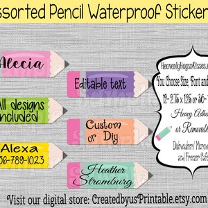 School supply pencil labels Dishwasher safe and Waterproof Kid&#39;s Labels name stickers School labels personalized name labels pencil stickers