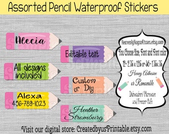 School supply pencil labels Dishwasher safe and Waterproof Kid's Labels name stickers School labels personalized name labels pencil stickers