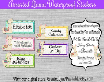 Llama Dishwasher safe and Waterproof Kid's Labels name sticker White Llama Daycare Stickers School name stickers This belongs to stickers