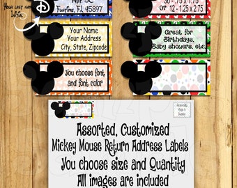 Personalized address labels Mickey Mouse Party Address Labels return address lables Mickey Mouse stickers envelope Seals address Stickers