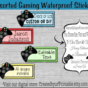 Gaming name labels Dishwasher safe Waterproof Kid&#39;s Labels name stickers Game Controller name tags School label School supplies Game labels