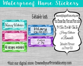 Waterproof Camouflage labels Dishwasher safe Girl School labels Kid's Labels name sticker Daycare Sticker name tags This belongs to stickers