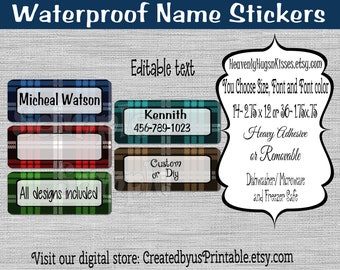 Waterproof  labels Dishwasher safe Boy School labels Kid's Labels name stickers Daycare Sticker name tags Plaid This belongs to stickers