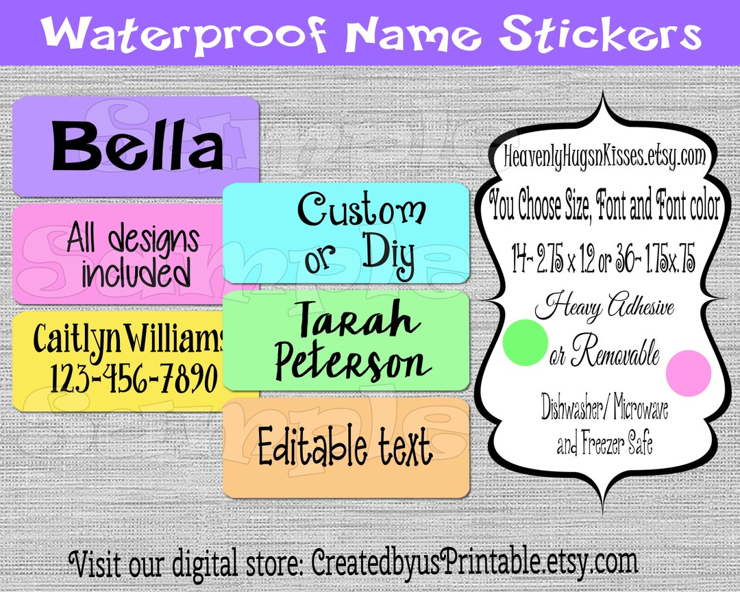 Waterproof Name Stickers School Supply Labels Dishwasher Safe Kid's ...