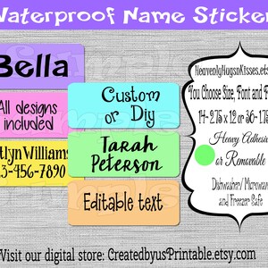 Waterproof name stickers School supply labels Dishwasher safe Kid&#39;s name Labels School label personalized name labels Daycare bottle sticker