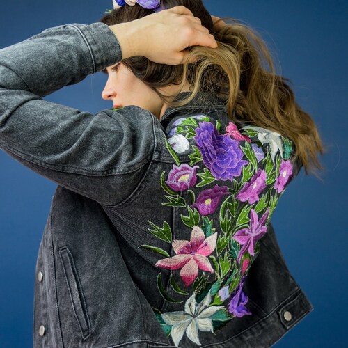 Mexican Floral Embroidered Jeans Jacket 