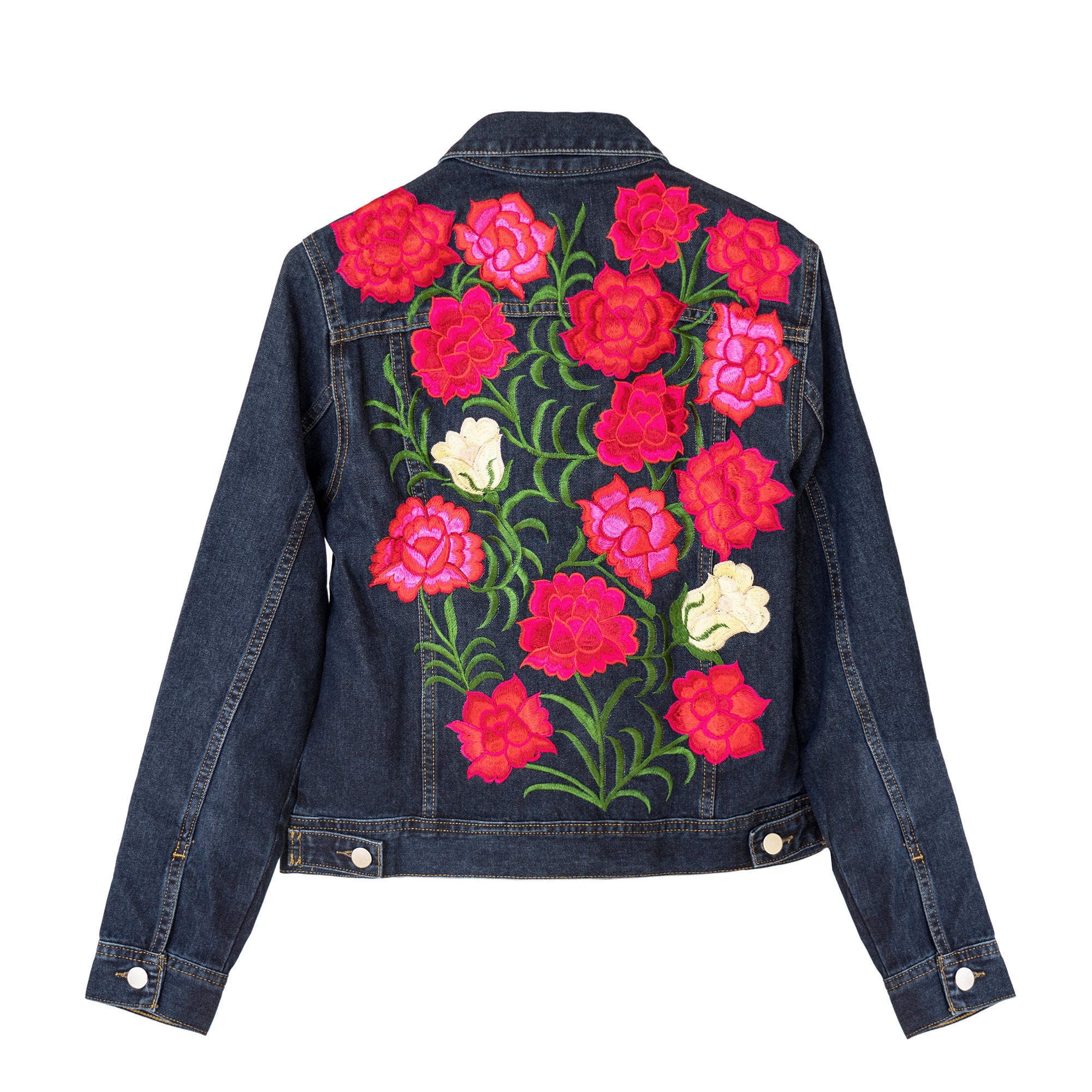 Mexican Floral Embroidery Jean Jacket Vintage Handmade Boho - Etsy