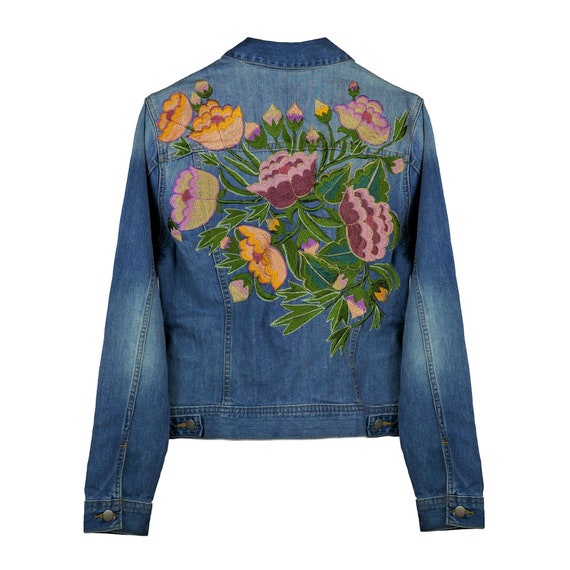 Condesa Sunset Light Blue Denim Jacket, Handmade Mexican Condesa Sunset Light Blue Denim Jacket, Handmade Mexican