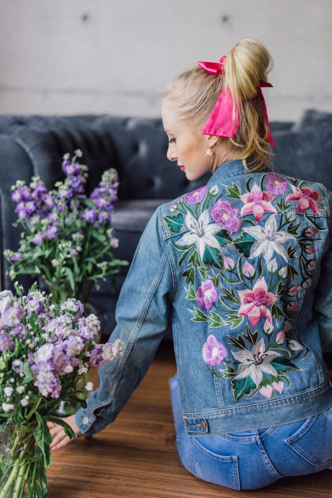 Vintage Indigo Moon Shirt Jacket Embroidered Patchework