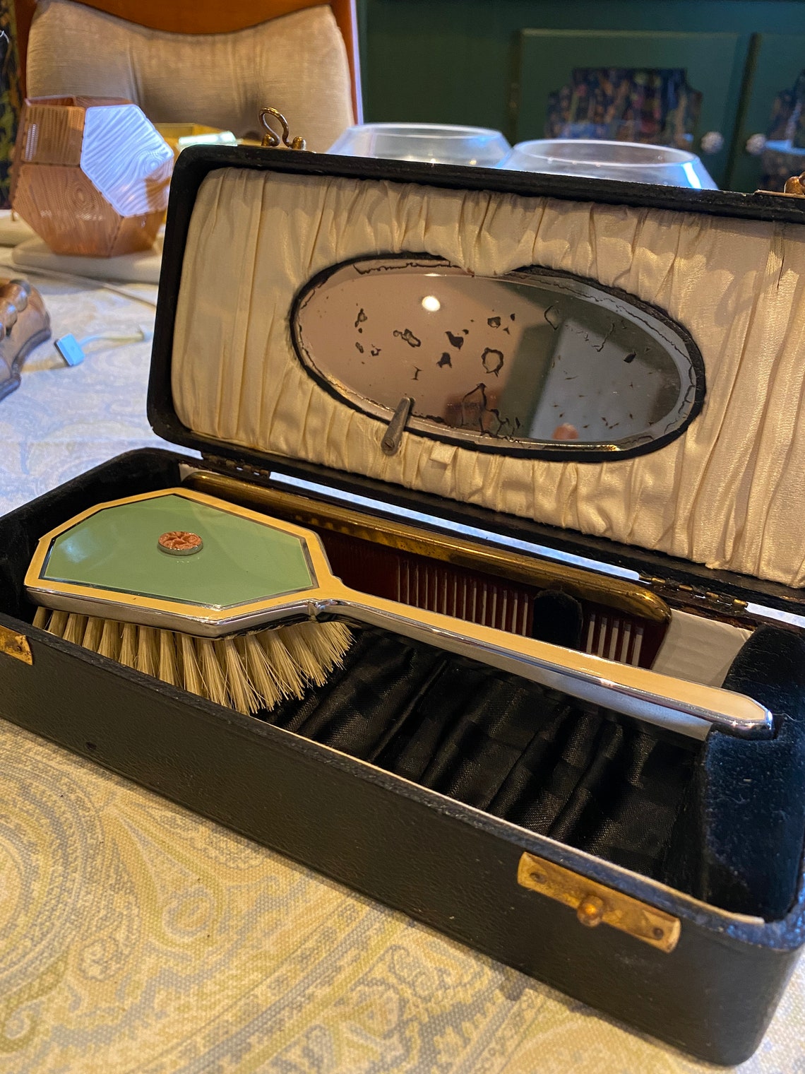 Vintage 1960's Vanity Case with Brush and Comb Etsy