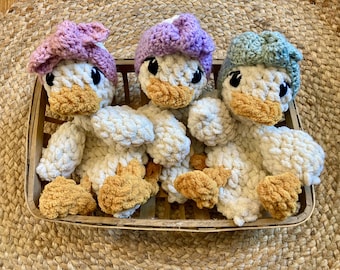 Crochet Baby Duck Lovey: Handmade Plush Snuggler, Nursery Decor