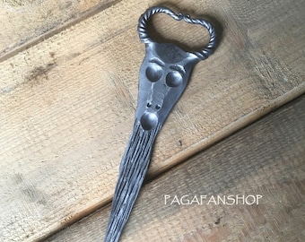 Bottle Opener -Billy Goat, Devil, Ram, Handmade, Forged, Blacksmith, Iron, Steel, Decoration, Tradition, Gift, Kitchen, Beer Opener, Party
