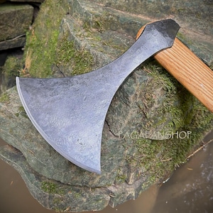 Handmade viking broad axe, traditional blacksmith axe, Forge steel tool