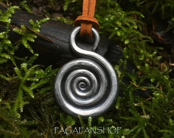 Spiral Pendant Handmade Forged Jewellery Blacksmith Iron Steel Necklace History Celtic Fantasy Gift Pagan