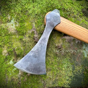 Handmade viking Axe, blacksmith forge authentic replica, Pagan norse craft tool, medieval, iron steel historical warrior tool