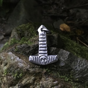 Handmade, Forged, Blacksmith, Viking, Norse, Thor hammer pendant, Jewellery, Iron, Steel, History, Pagan, Necklace, Mjolnir, amulet, skull