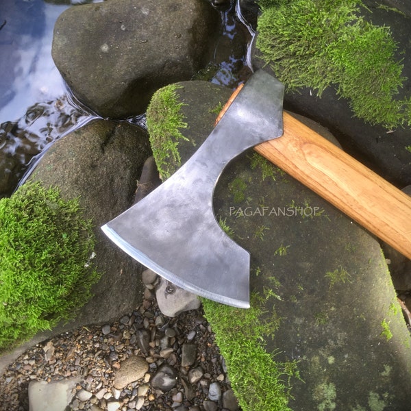 Handmade forge Viking axe, traditional blacksmith work, Pagan, Norse,