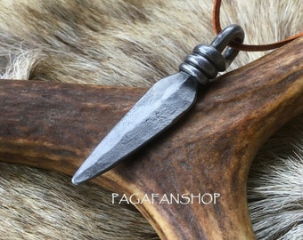 Viking steel iron pendant spear replica, Norse amulet, blacksmith forge necklace, medieval jewelry, historical, pagan