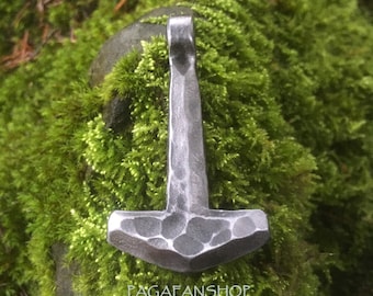 Handmade, Forged, Blacksmith, Viking, Norse, Thor hammer, Mjollnir, Pendant, Jewellery, Iron, Steel, History, Pagan, Necklace