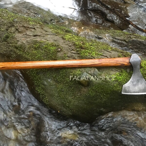 Handmade viking Axe, blacksmith forge authentic replica, Pagan norse craft tool, medieval, iron steel historical warrior tool