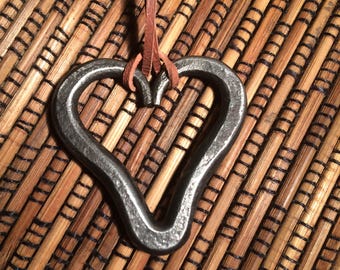 Heart Pendant, Handmade, Forged, Blacksmith, Jewellery, Iron, Steel, History, Decoration, Necklace, Love, Luck, Gift