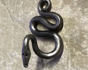 Handmade steel wall hanger, Forge, Blacksmith, Iron, Snake, Serpent, wall decoration