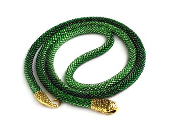 Green flexible sexy snake Ouroboros necklace