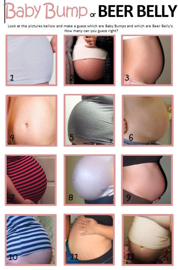 Baby Shower Game Baby Bump Or Beer Belly Guessing Game Etsy