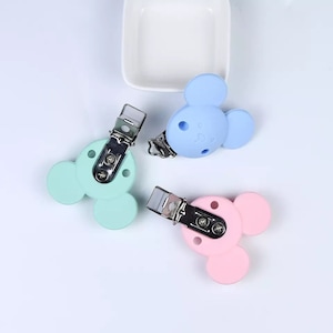 Mickey Silicone Clip, silicone stainless steel clip, animal pacifier clip, Silicone clip