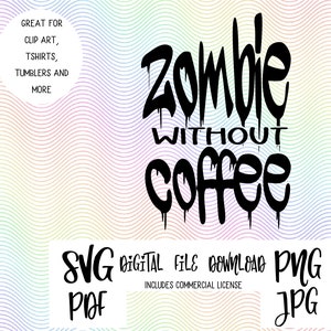 Zombie zonder koffie Halloween val afbeelding downloaden pdf png jpg svg commerciële licentie
