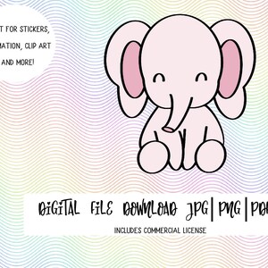 PRINT & CUT stickers, PNG, sublimation, clip art, cute animals for cricut, elephant, for silhouette cameo, printable file, commercial use