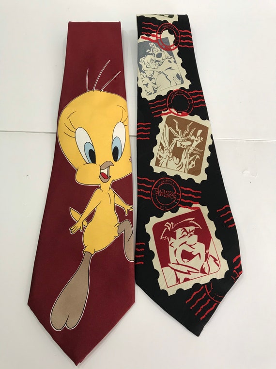 Cartoon Network 1990 vintage cotton and Silk ties… - image 1