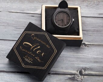 Personalized Wooden Watch, Engraved Wood Watch, Groomsmen Gifts, Anniversary Gift, Personalized Watch, Mens Watch