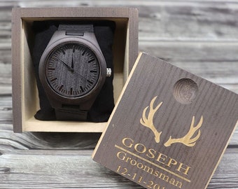 Valentines Day Gift for Him Groomsmen Proposal Gift for Boyfriend Father of the Groom Gift Engraved Wood Watch Mens Watch