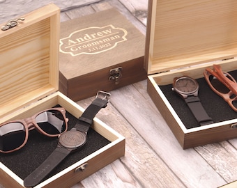 Groomsmen Gift  Best Man Gift Groomsmen Proposal Personalized Wooden Watch and Wood Sunglasses Groomsmen Sunglasses Groomsmen Watch