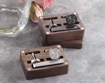 Groomsmen Gifts, Personalized Cufflinks, Engraved Cufflinks, Groomsmen Proposal, Groomsman Cuff Links & Tie Clip Set, Best Man Gift