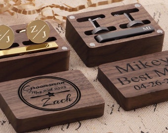 Personalized Cufflinks, Cufflinks with Box, Custom Tie Clip, Groomsmen Cufflinks, Groomsmen Gifts, Mens Cufflinks, Wedding Cufflinks