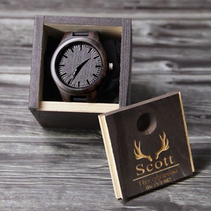 Custom Groomsmen Gift Wood Watches Engraved Wooden Watches Best man Proposal Groom Gift from Bride on Wedding Day Groomsmen Wooden Watch 画像 2