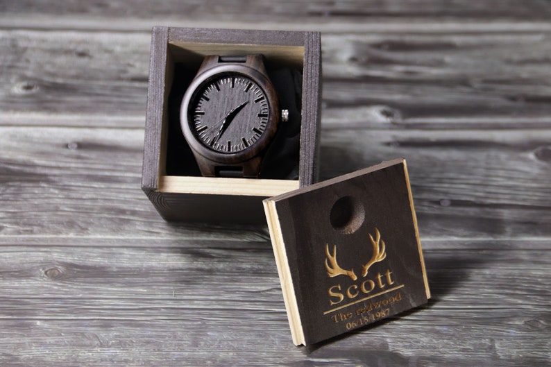 Custom Groomsmen Gift Wood Watches Engraved Wooden Watches Best man Proposal Groom Gift from Bride on Wedding Day Groomsmen Wooden Watch image 2