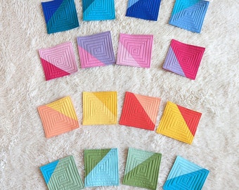 Modern Quilted Colorblock Coasters