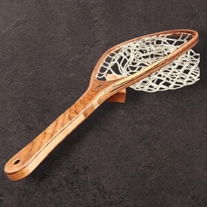 Handcrafted wooden fly fishing landing net - Deward model - small wading net