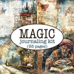 65 PAGES MAGIQUES imprimables / Journal Magic Junk / Papier de scrapbooking / Arrière-plans collés / Cartes de journalisation / Papier de rêve fantaisiste